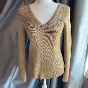 Ralph Lauren Metallic Gold Cable Knit Sweater Medium, excellent condition